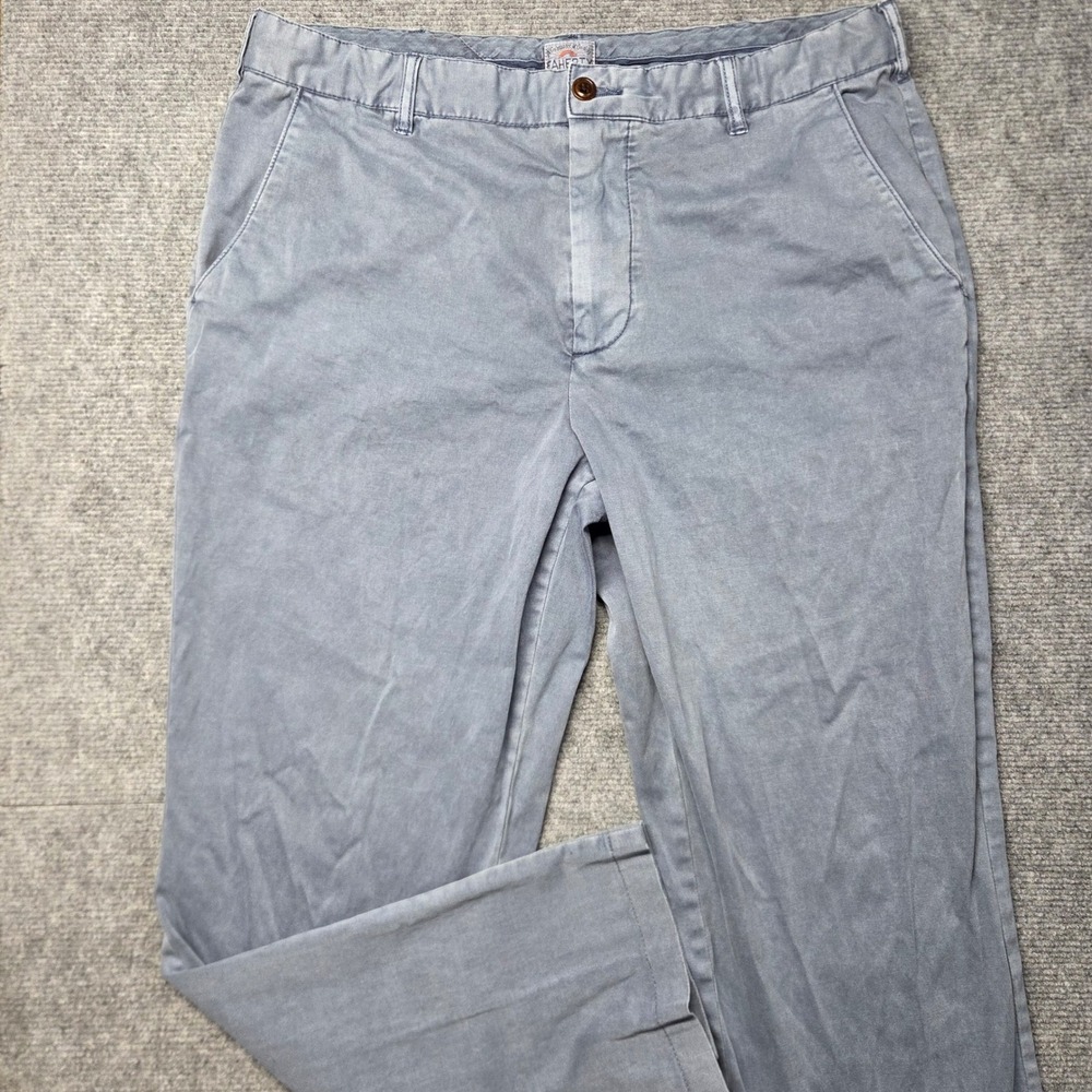 Faherty Brand Mens Slate Blue Gray Garment Dyed Chino Pants 34x28 Stretch Cotton